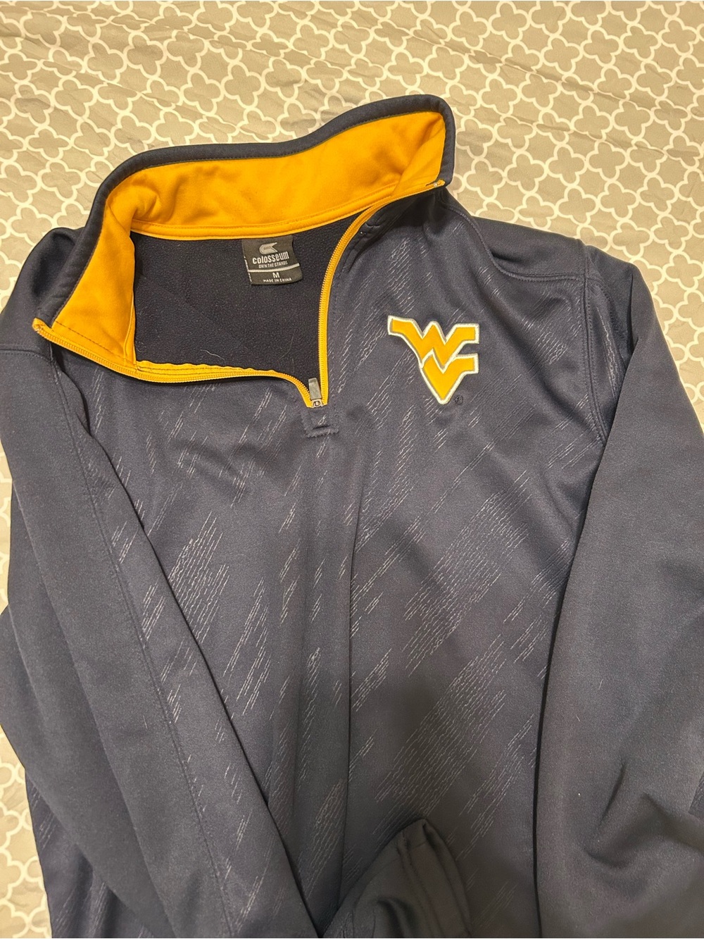Colosseum Navy and Gold WV Logo Quarter-Zip Pullover